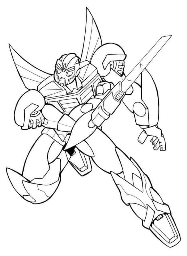 Bumblebee Attacks With Swords coloring page