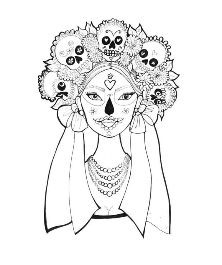 Calavera Katrina coloring page