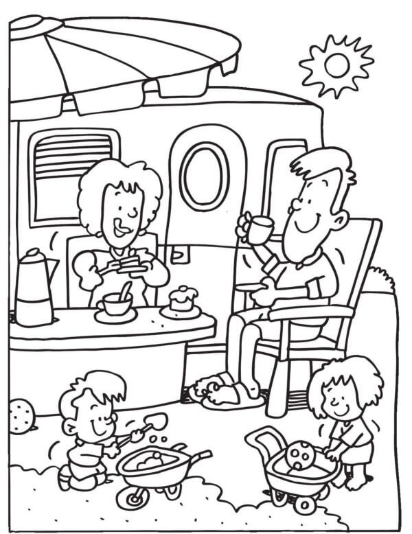 Camp For Auto Travelers coloring page