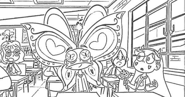 Characters From Star vs. The Forces Of Evil On Class coloring page