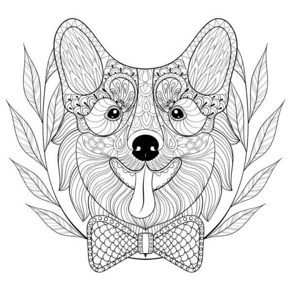 Cheerful Corgi in Patterns coloring page