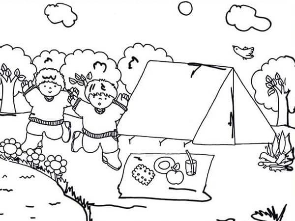 Children Have Fun Running to a Picnic coloring page - Download, Print ...