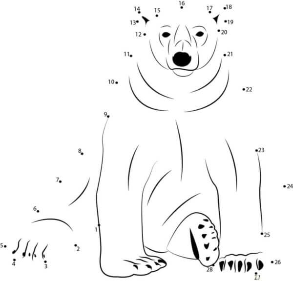 Connect The Numbers in Order And Draw The Bear