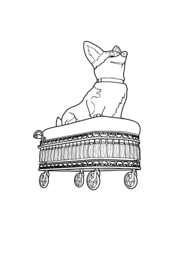 Corgi Puppy on The Royal Throne coloring page