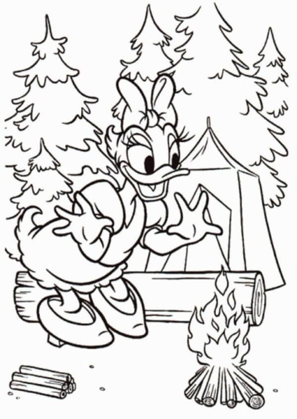 Daisy Duck Was Able to Light The Fire coloring page