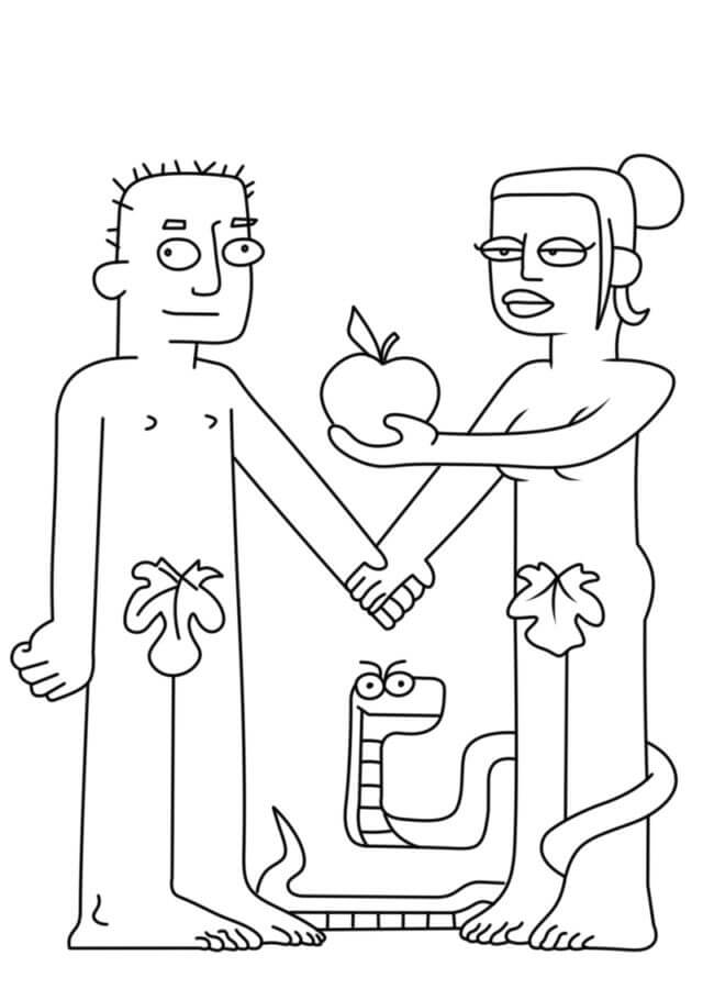 Eve Offers Adam a Bone Of Contention coloring page