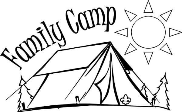 Family Camping in the Bright Sun coloring page