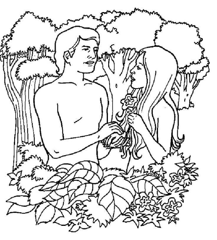 First Husband And Wife on Earth coloring page