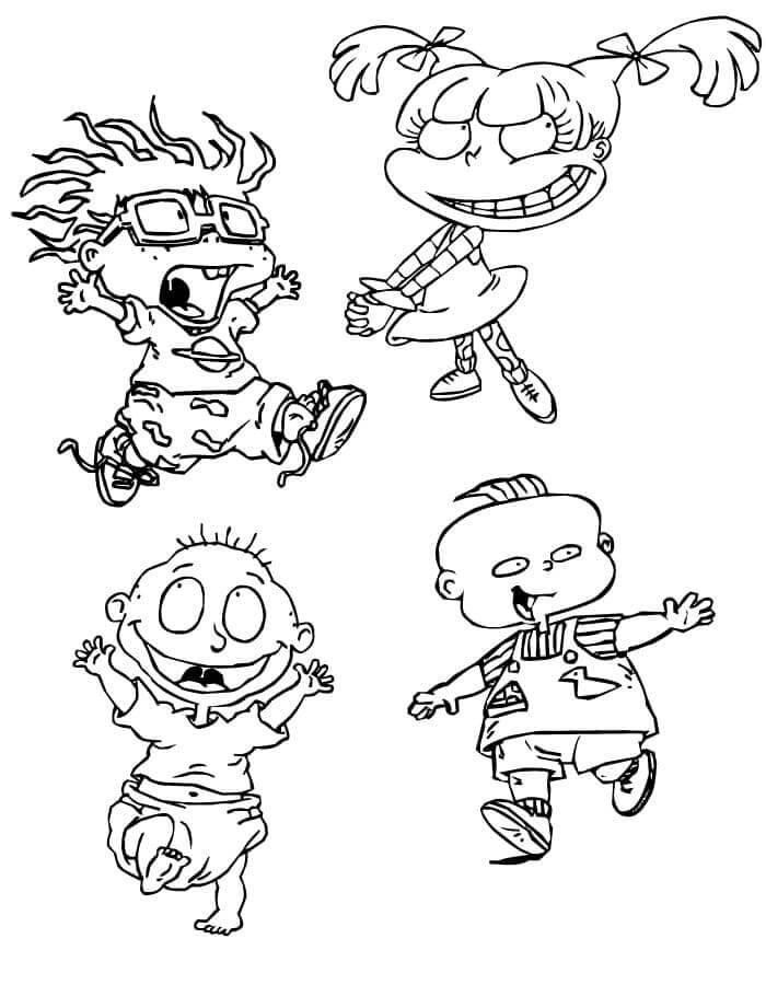 Four Main characters coloring page