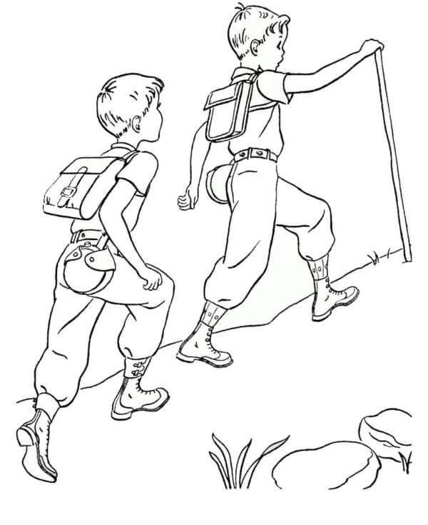 Friendly Boys Gathered for The Campaign coloring page