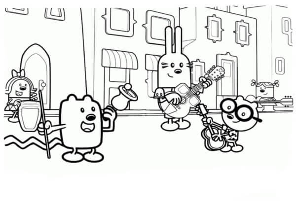 Friends Play Musical Instruments coloring page