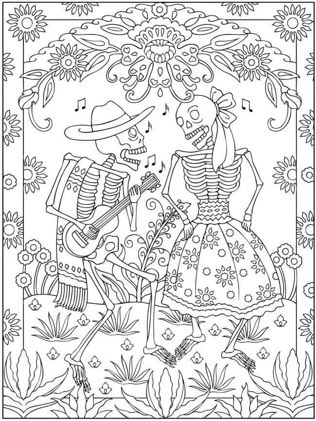 Fun On The Day Of The Dead coloring page