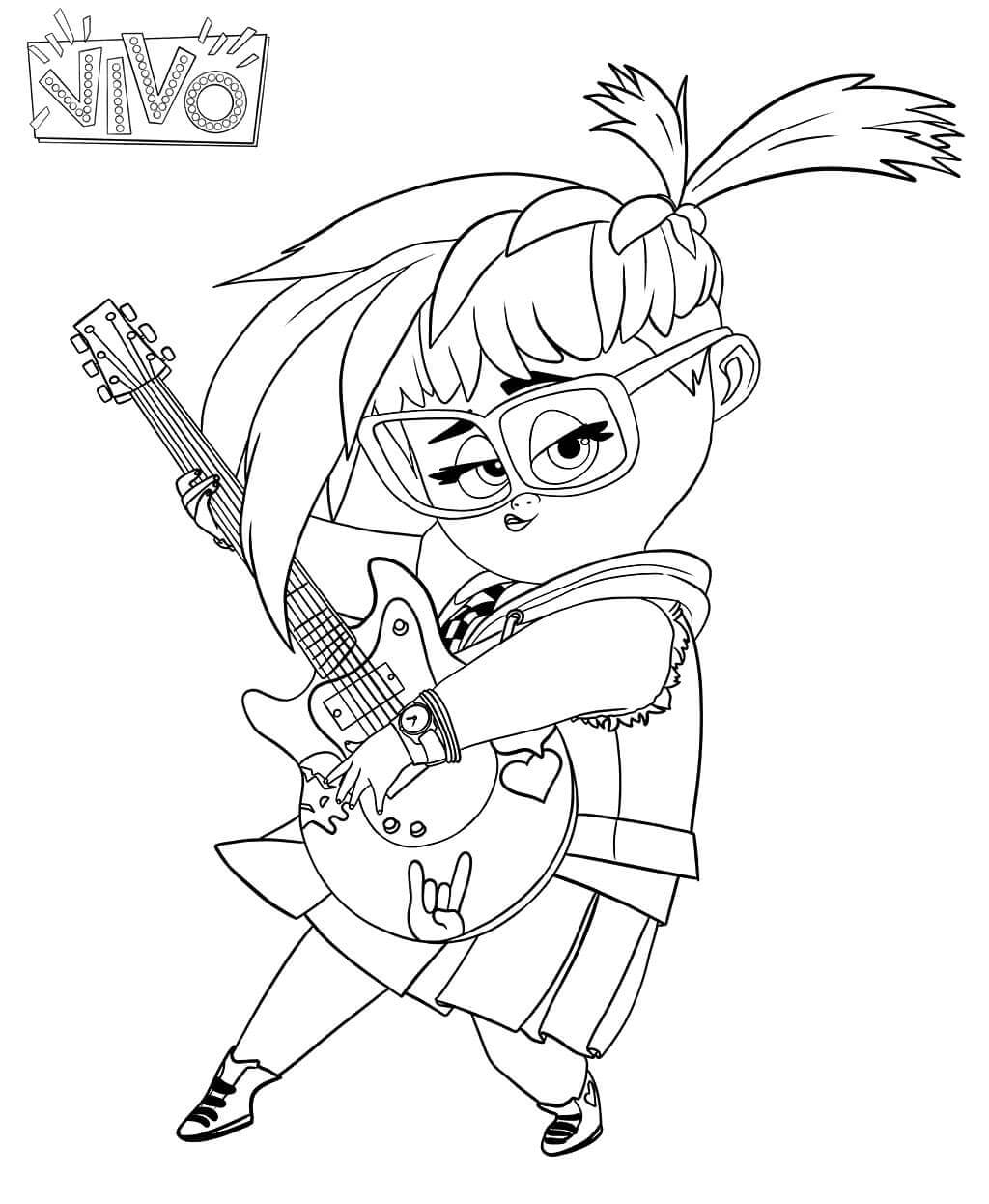 Gabriela With Guitar coloring page