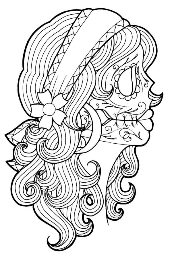 Girl in The Form of a Skeleton coloring page