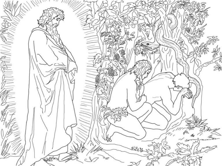 God Condemns The Sins Of Adam And Eve coloring page