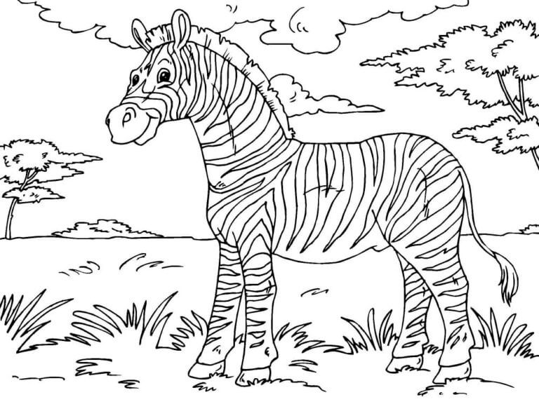 Happy Zebra in Africa coloring page