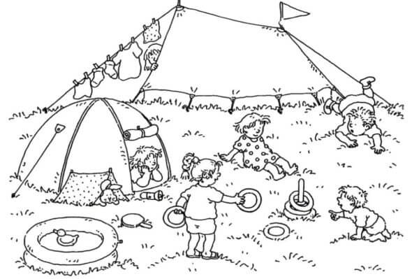 Kids Have Fun in The Fresh Air coloring page