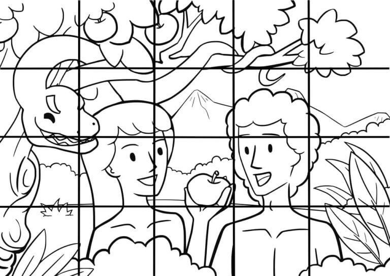 Mosaic of Adam And Eve coloring page