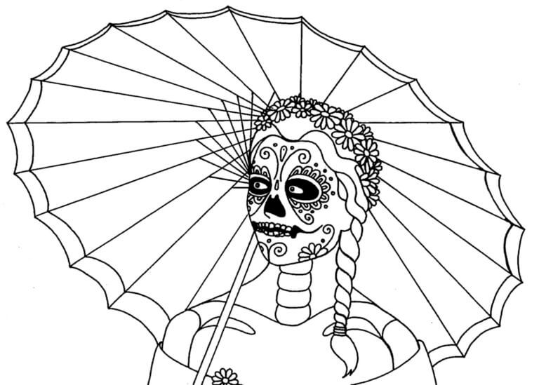 Night Walk Under An Umbrella coloring page