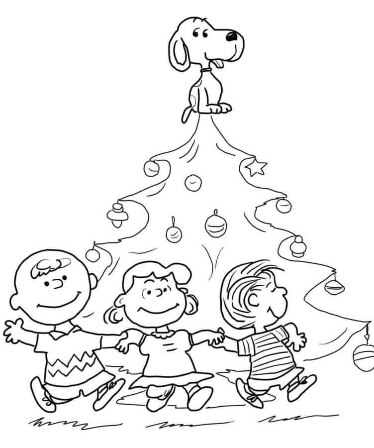 Snoopy On Top Of The Tree coloring page