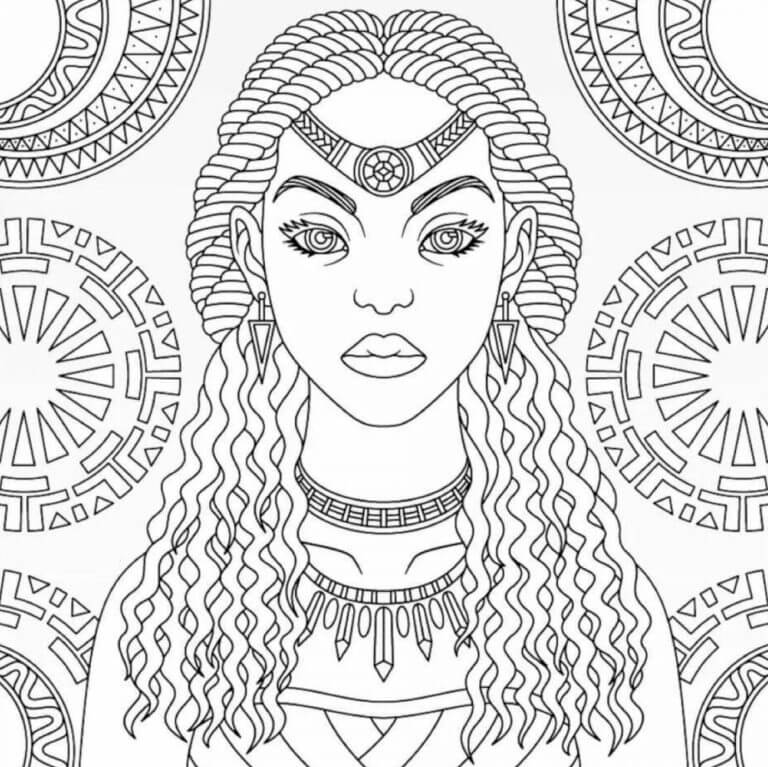 Stylish Girl With Dreadlocks coloring page