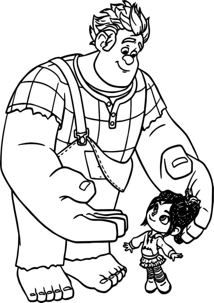 Sweet Ralph And Vanellope coloring page