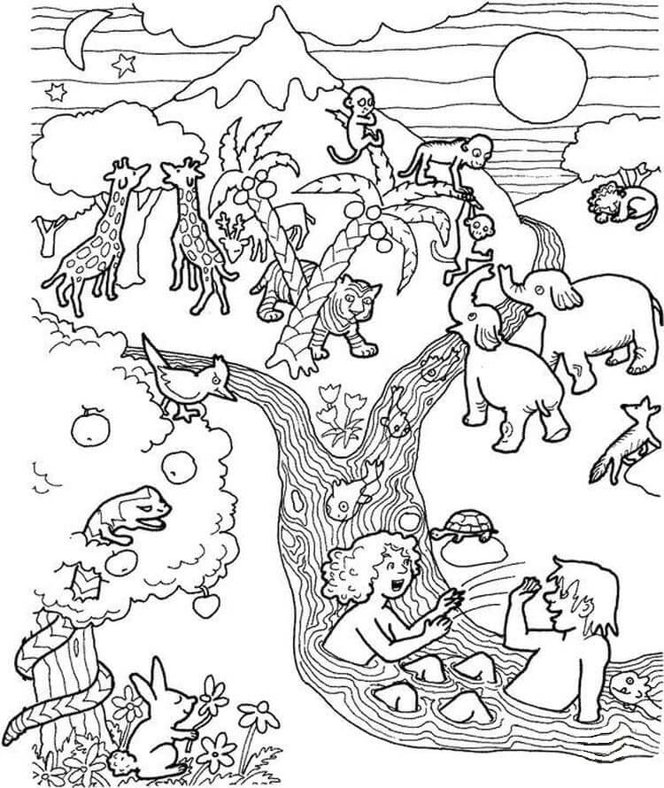 The First Living Beings Created by God coloring page