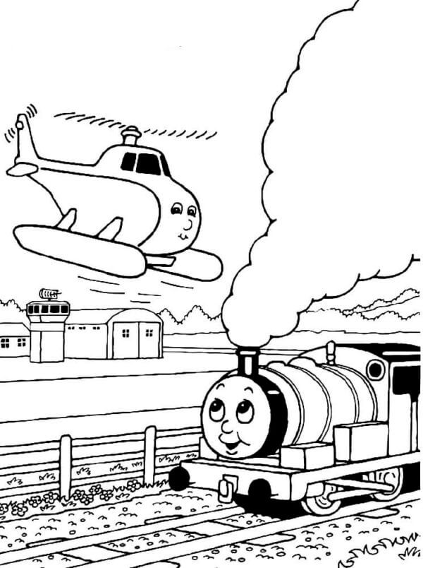 The Plane is Glad to See Thomas coloring page