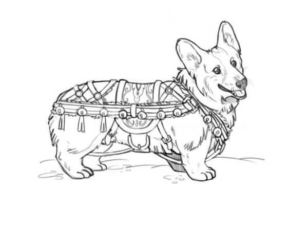 The Royal Dog is Dressed in Expensive Things coloring page