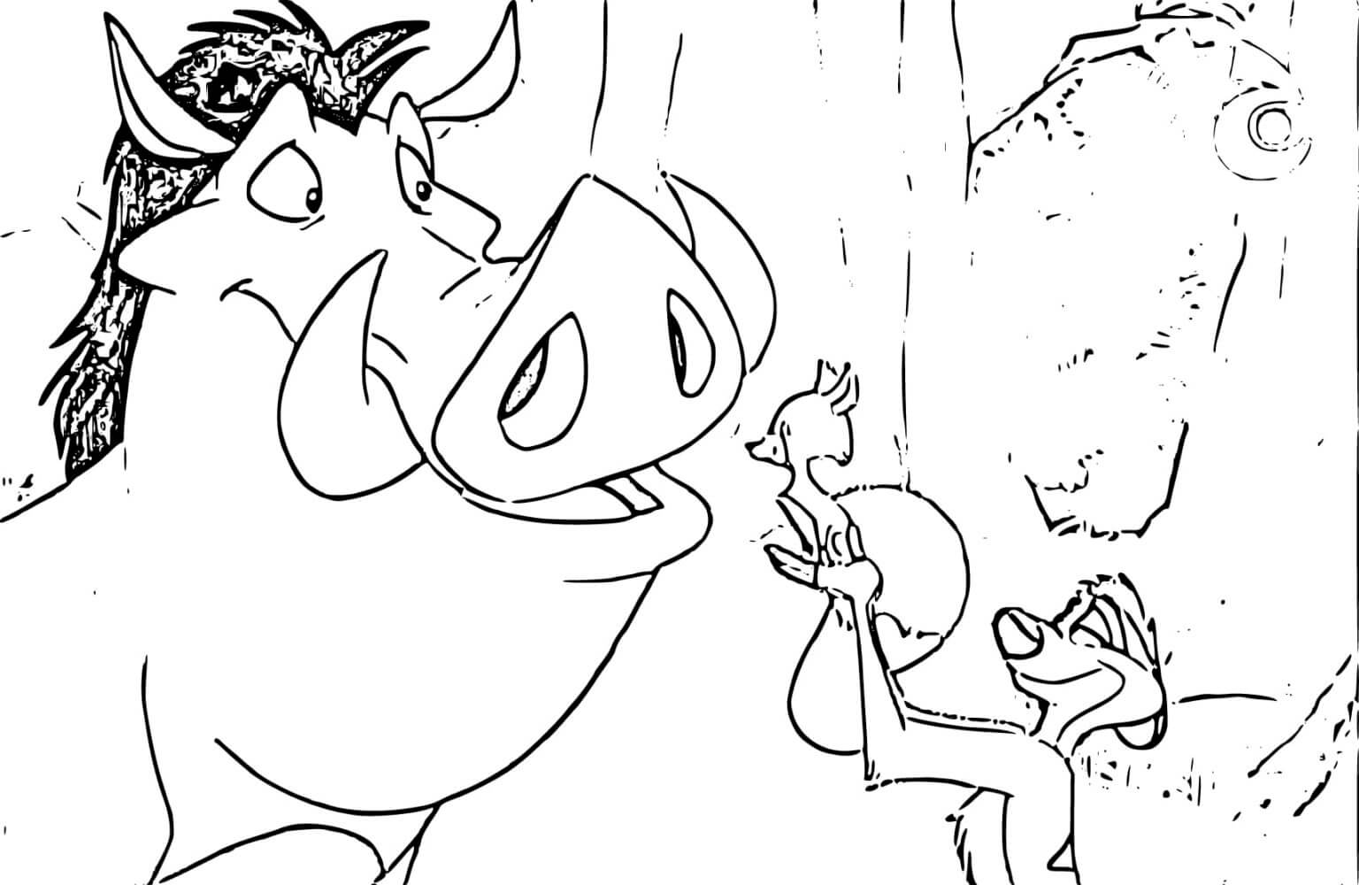 Timon Holding Bird And Pumbaa coloring page - Download, Print or Color ...