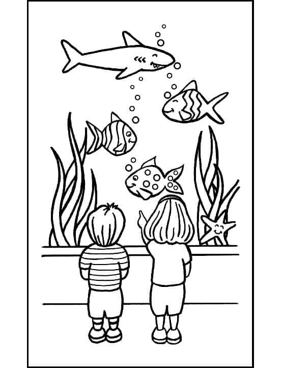 Two Kids Looking Aquarium