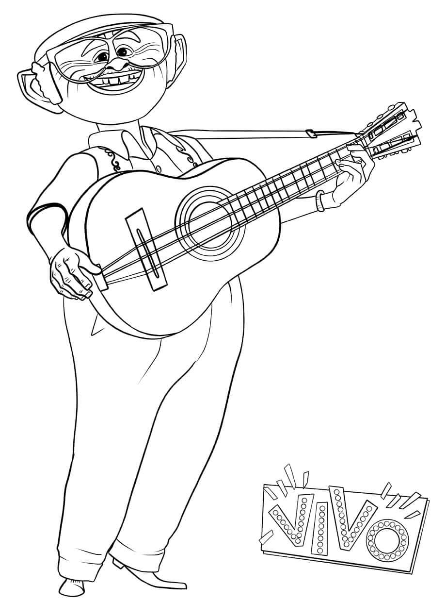 Vivo Man With Guitar coloring page