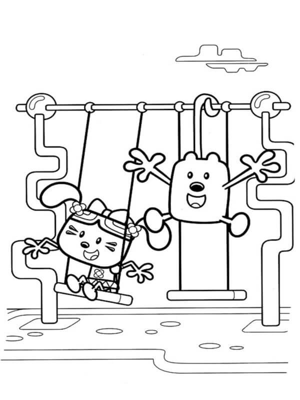 Wubbzy And Friend On The Swing coloring page - Download, Print or Color ...