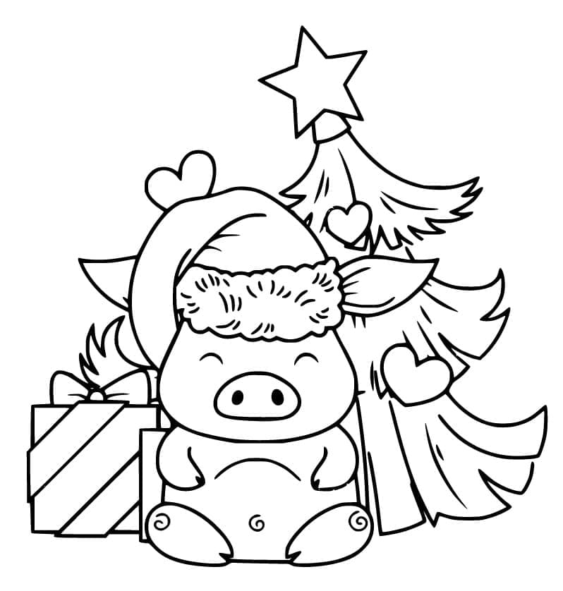 A Cute Christmas Pig Coloring Page Download Print Or Color Online For Free