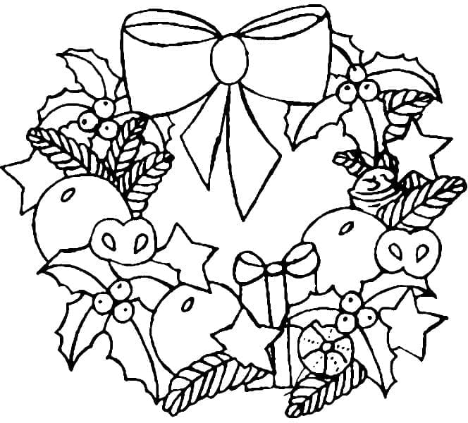 A Cute Christmas Wreath coloring page