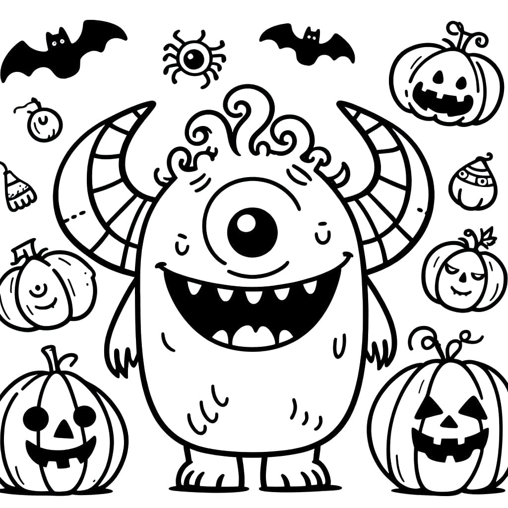 A Cute Halloween Monster coloring page