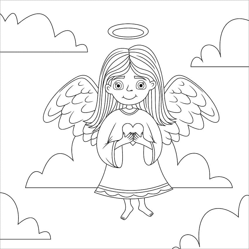 A Happy Christmas Angel coloring page