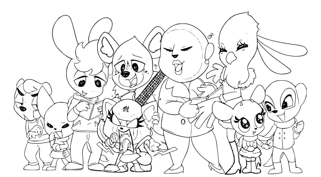 Aggretsuko Characters coloring page