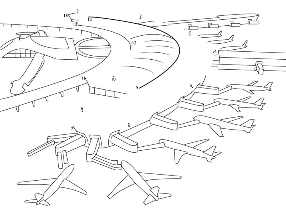 Airport Dot to Dot coloring page