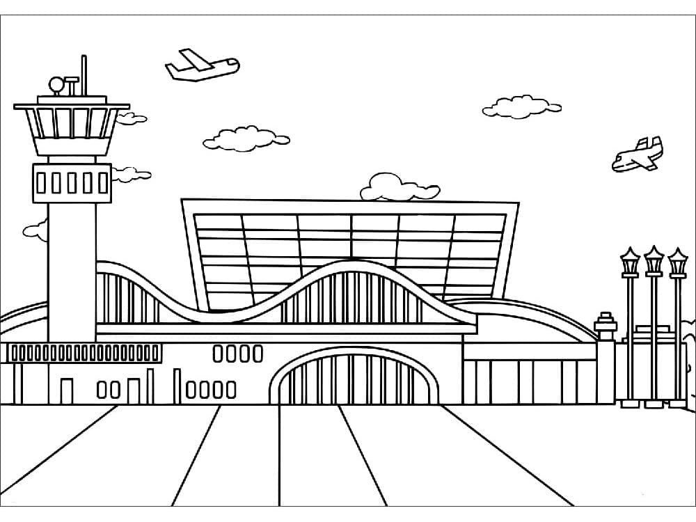 Airport For free coloring page