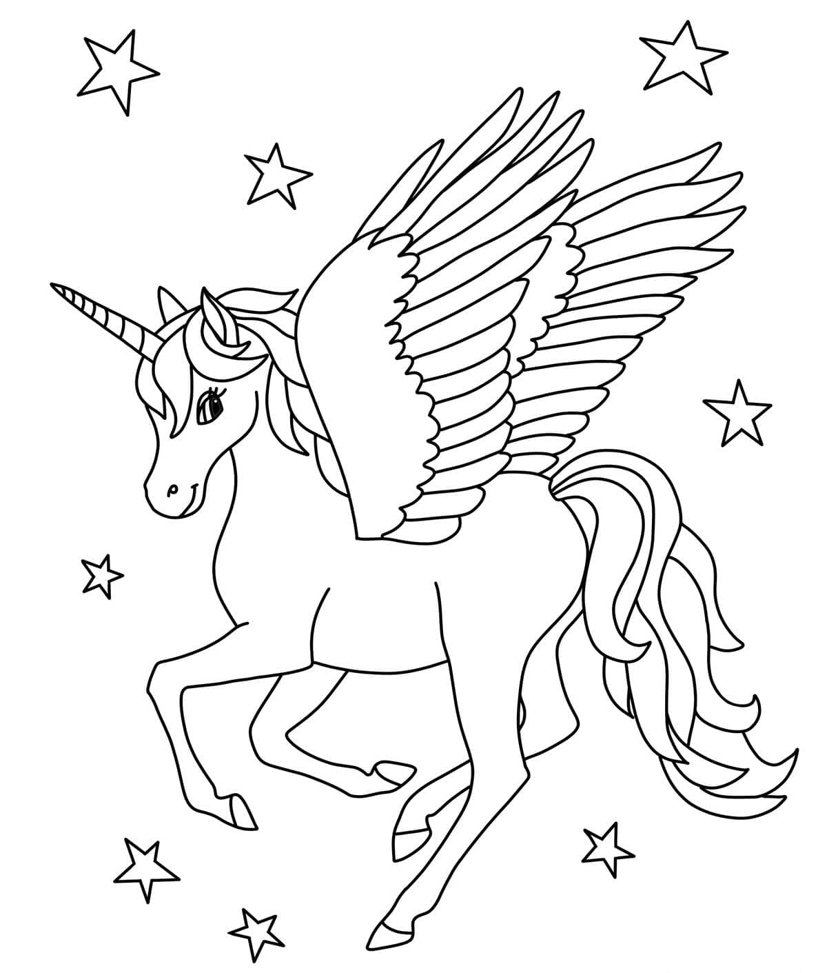 Alicorn and Stars coloring page