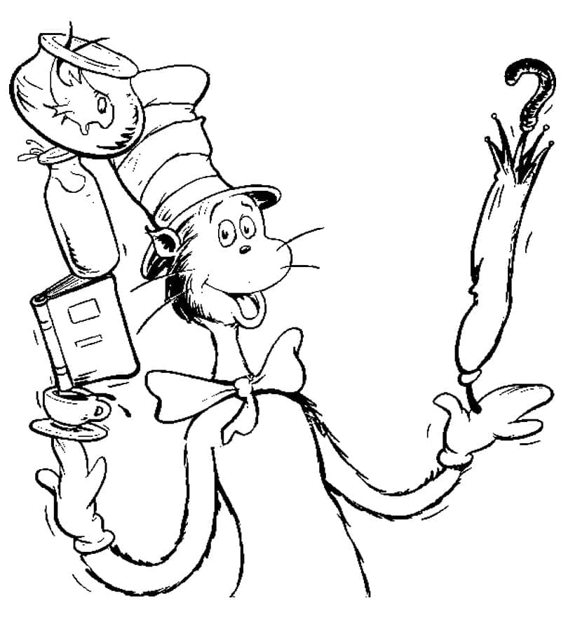 Amazing Cat in the Hat coloring page - Download, Print or Color Online ...