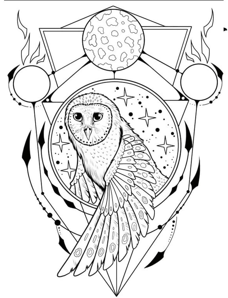Amazing Owl Tattoo coloring page - Download, Print or Color Online for Free
