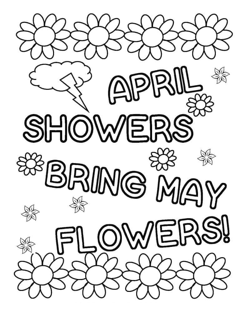 April Showers Bring May Flowers coloring page