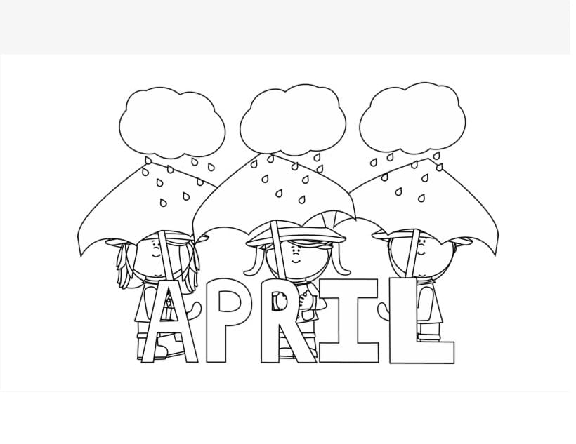 April with Kids coloring page