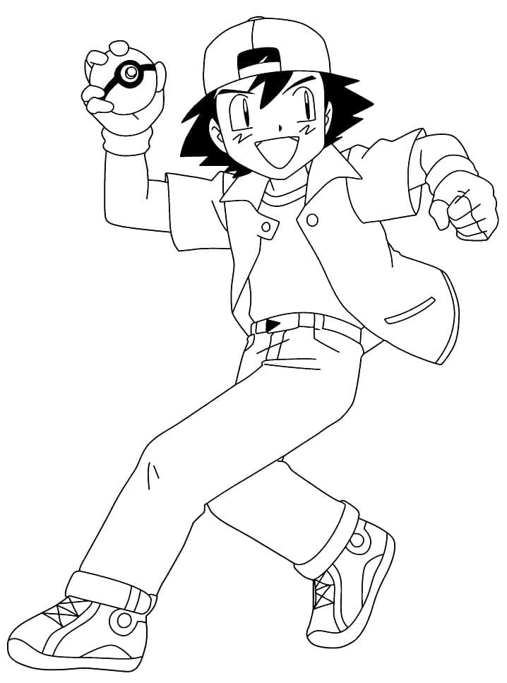 Ash Ketchum from Pokemon coloring page