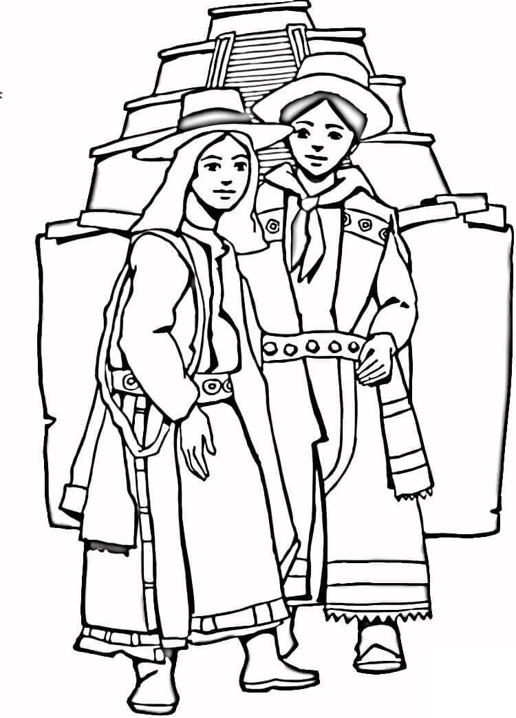 Aztec Children coloring page