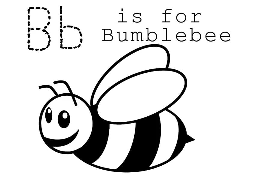 B is for Bumble Bee coloring page