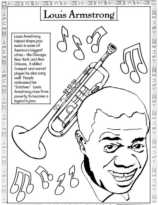 Black History Month Louis Amstrong coloring page