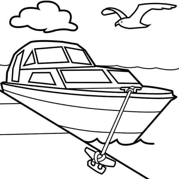 Boat Anchored On The Shore coloring page